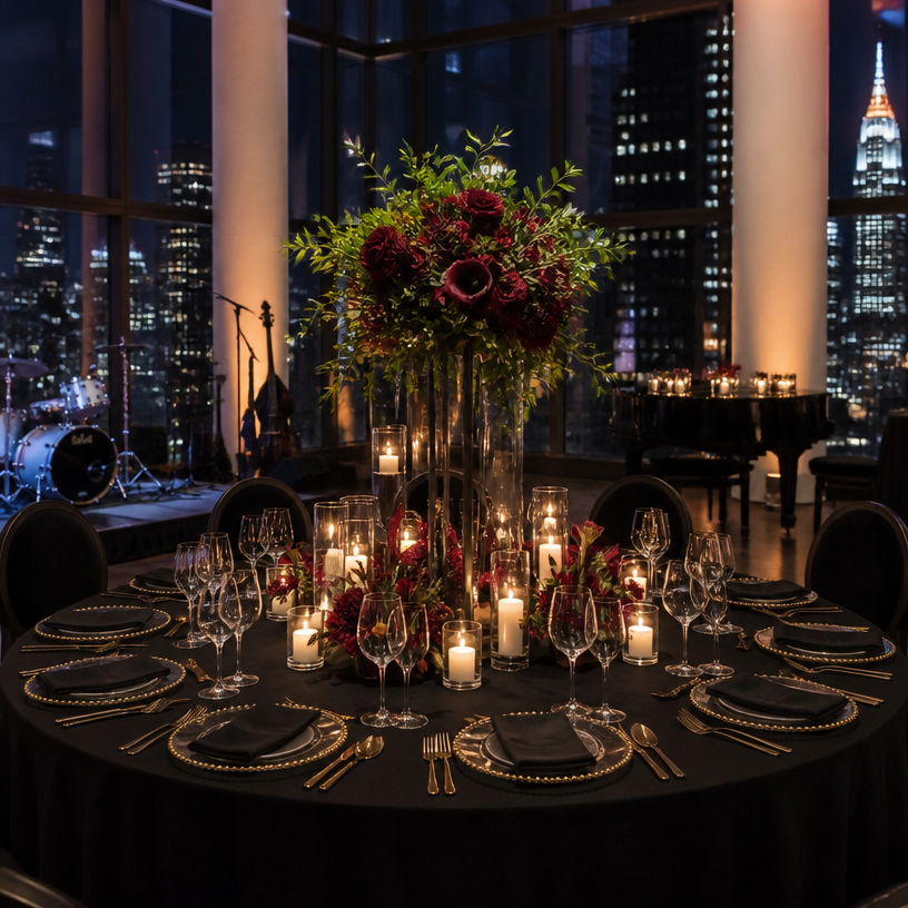 Guests celebrating at an elegant birthday event in Manhattan