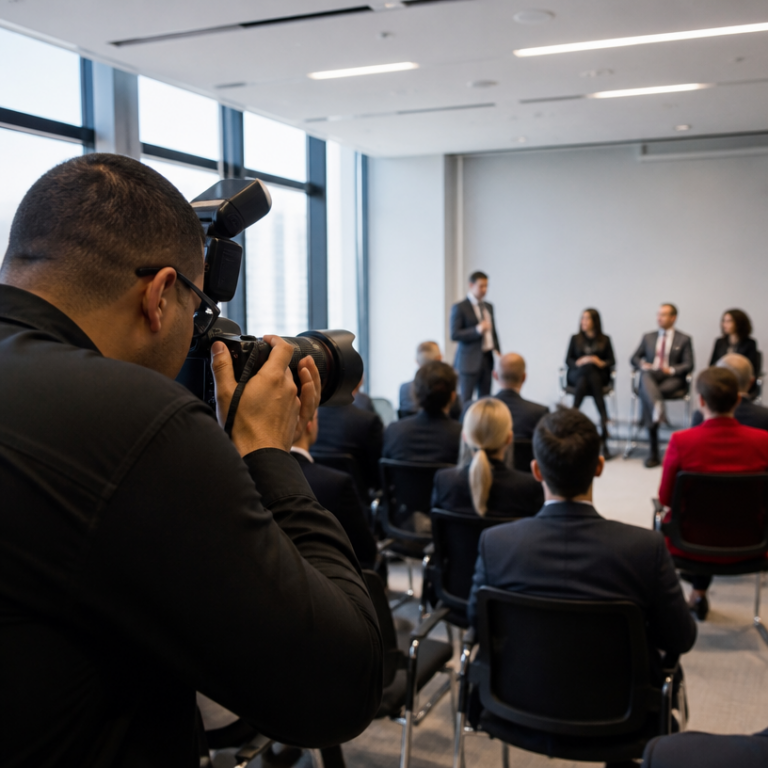 Photograph showcasing Corporate Event Photography service capturing professionals at a business event in New York City