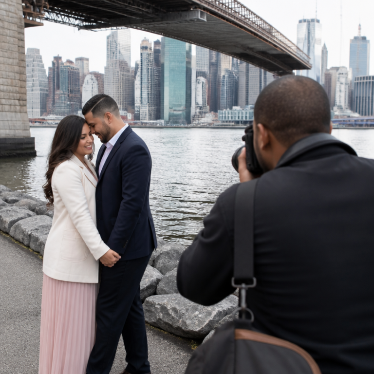 Engagement Photography session featuring a couple in a romantic New York City setting by Miguel Peguero Event Photography