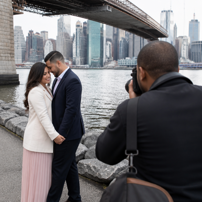 Engagement Photography session featuring a couple in a romantic New York City setting by Miguel Peguero Event Photography