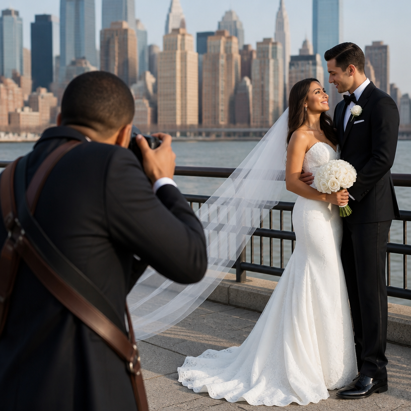 Wedding Photography service by Miguel Peguero Event Photography showcasing a bride and groom in New York City.