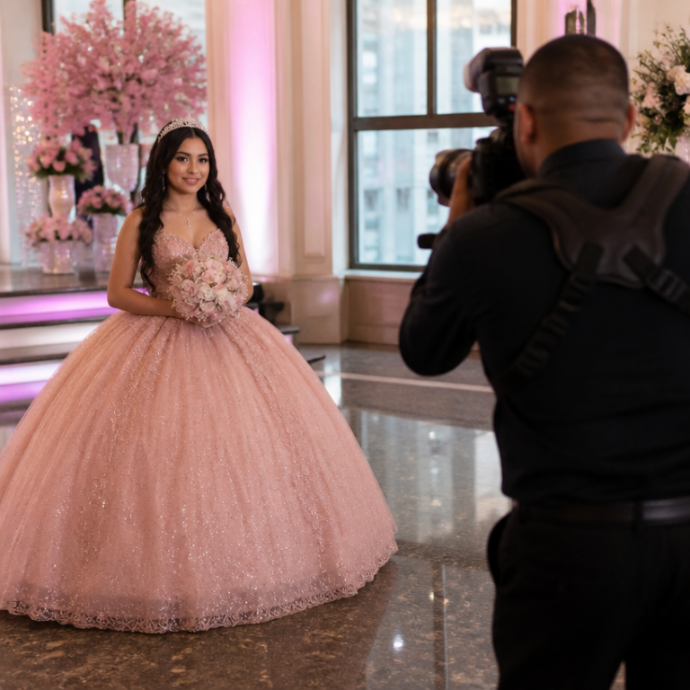Quinceañera Photography capturing a young woman celebrating her Quinceañera in New York City with elegant decorations and joyful moments